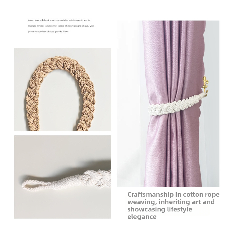 Nastaviteľné závesové viazania z bavlnenej šnúry, gauzové závesy, nordický štýl, značka Nine elephants