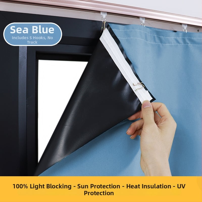 Тъмнозакриваща композитна завеса за спалня и балкон, топлоизолация и защита от слънцето, високо затъмняване 71–90%, без пробиване