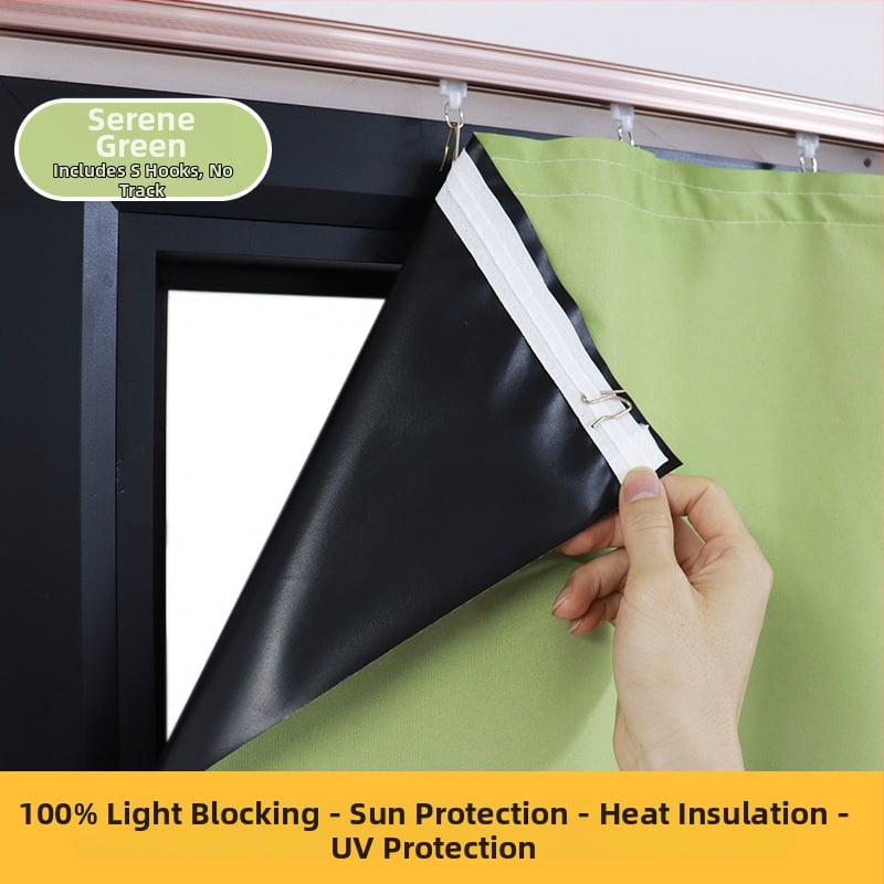Тъмнозакриваща композитна завеса за спалня и балкон, топлоизолация и защита от слънцето, високо затъмняване 71–90%, без пробиване