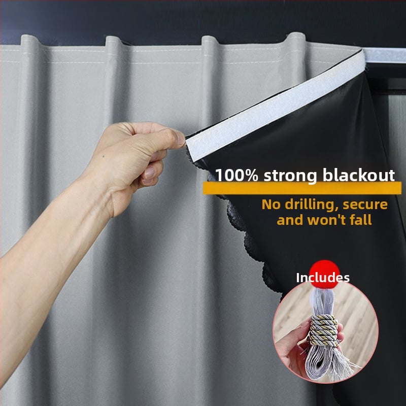 Тъмнозакриваща композитна завеса за спалня и балкон, топлоизолация и защита от слънцето, високо затъмняване 71–90%, без пробиване
