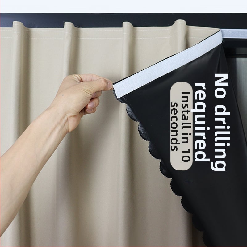 Тъмнозакриваща композитна завеса за спалня и балкон, топлоизолация и защита от слънцето, високо затъмняване 71–90%, без пробиване