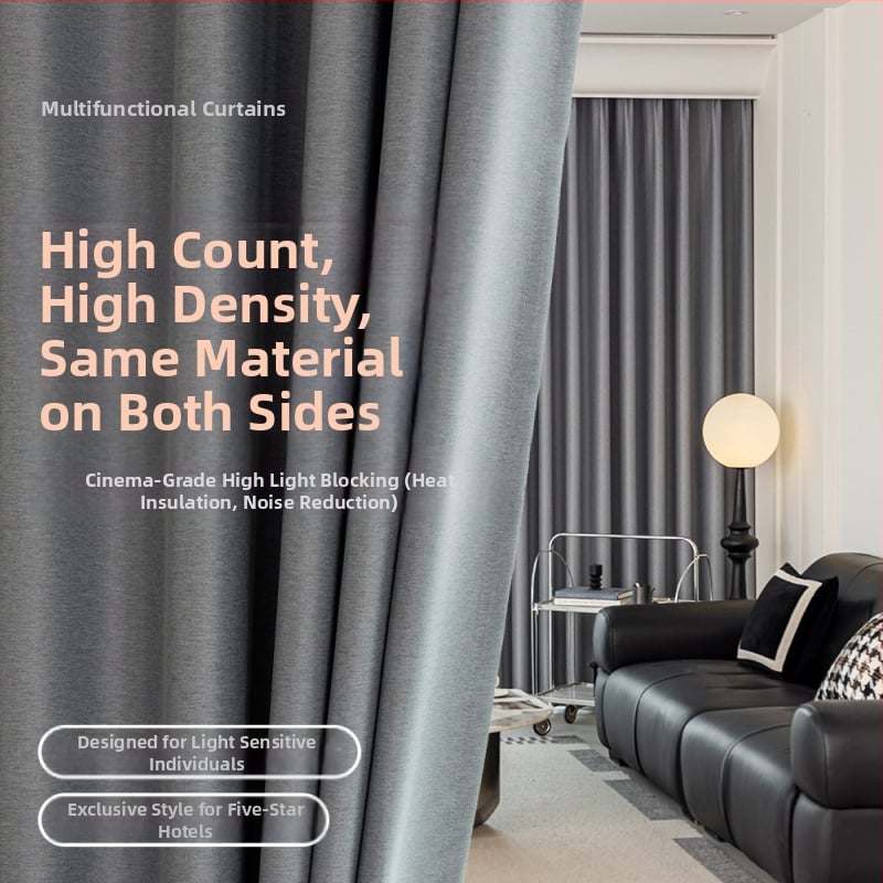 Poliesterinės blackout užuolaidos svetainei, miegamajam ir balkonui; šiuolaikinio minimalistinio stiliaus; aukštas užtamsinimas 71-90%; be montavimo