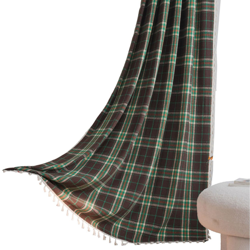 Prancūziško stilių medvilninės užuolaidos, audimo karštas raštas siūlų, dekoratyvinis dalinis šešėlis virtuvei ir langų nišoms