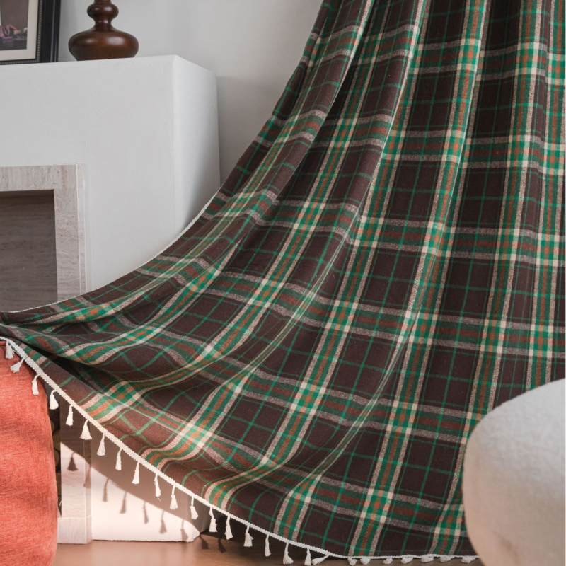 Prancūziško stilių medvilninės užuolaidos, audimo karštas raštas siūlų, dekoratyvinis dalinis šešėlis virtuvei ir langų nišoms