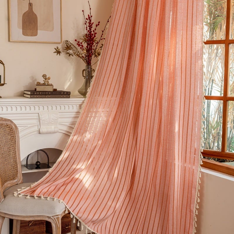 Пердета в скандинавски стил: памучно-ленени завеси, райета, боядени на нишки, частично засенчване 40-70%, модерен минимализъм