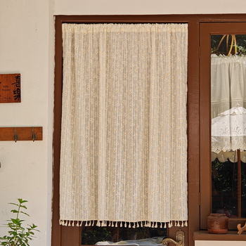 Полиестерна завеса за врата, японски стил, половин завеса за кухня, спалня и антре, с принт на маргаритки