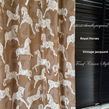 Poliesterio Jacquard užuolaidų audinys, pusapšvietimas 40–70%, tinkamas kampiniams langams ir grindų iki lubų langams, augalų ir gėlių raštas