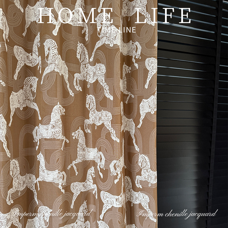 Poliesterio Jacquard užuolaidų audinys, pusapšvietimas 40–70%, tinkamas kampiniams langams ir grindų iki lubų langams, augalų ir gėlių raštas