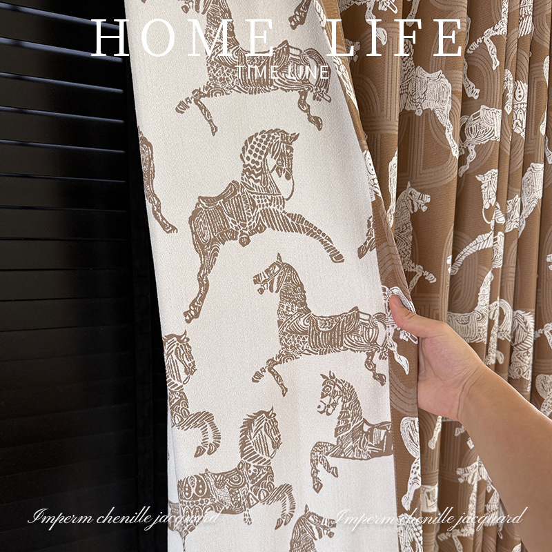 Poliesterio Jacquard užuolaidų audinys, pusapšvietimas 40–70%, tinkamas kampiniams langams ir grindų iki lubų langams, augalų ir gėlių raštas