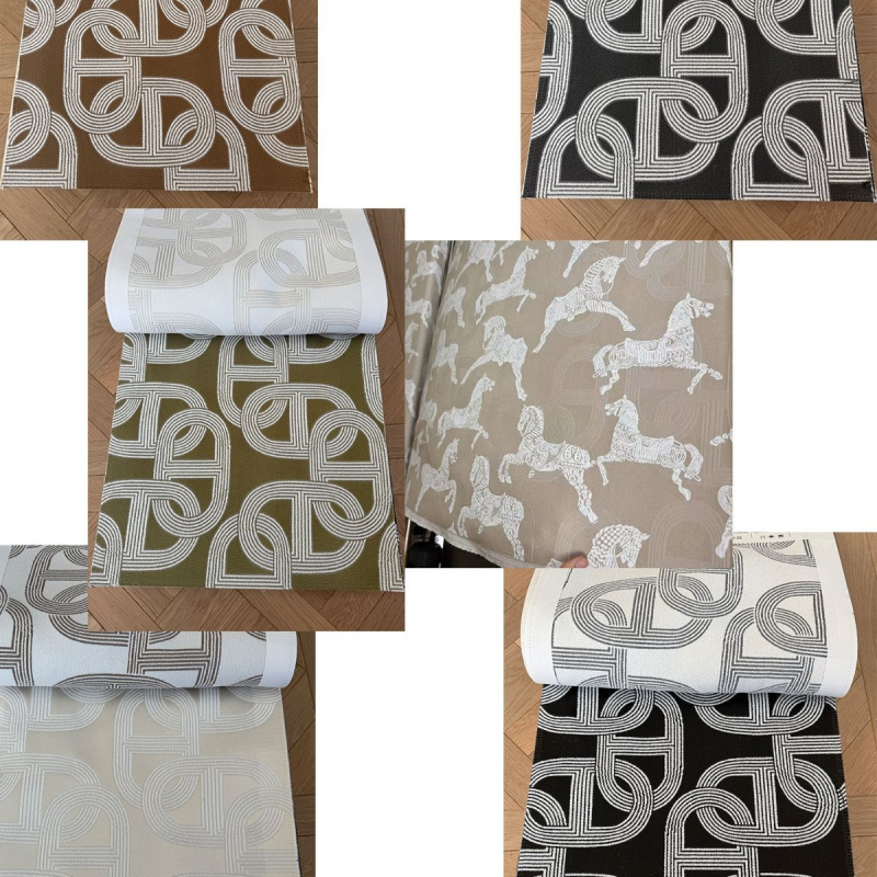 Poliesterio Jacquard užuolaidų audinys, pusapšvietimas 40–70%, tinkamas kampiniams langams ir grindų iki lubų langams, augalų ir gėlių raštas