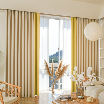 Poliesterinės užuolaidos svetainei, miegamajam ir biurui, aukštas šešėlio sluoksnis 70–90%, panelių siūlių dizainas grindų iki lubų langams