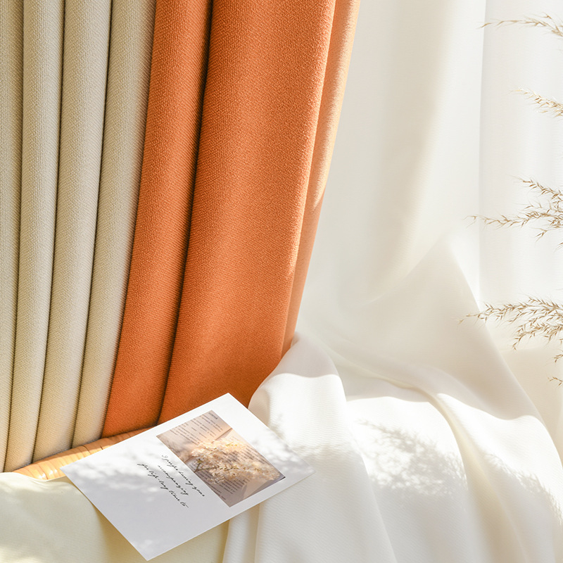 Poliesterinės užuolaidos svetainei, miegamajam ir biurui, aukštas šešėlio sluoksnis 70–90%, panelių siūlių dizainas grindų iki lubų langams