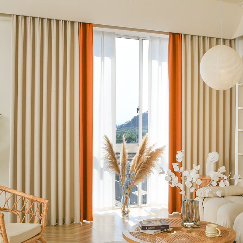 Poliesterinės užuolaidos svetainei, miegamajam ir biurui, aukštas šešėlio sluoksnis 70–90%, panelių siūlių dizainas grindų iki lubų langams