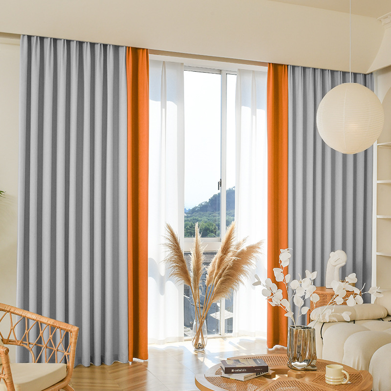 Poliesterinės užuolaidos svetainei, miegamajam ir biurui, aukštas šešėlio sluoksnis 70–90%, panelių siūlių dizainas grindų iki lubų langams