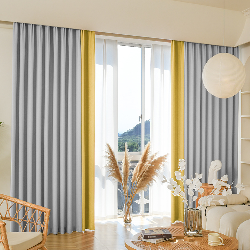 Poliesterinės užuolaidos svetainei, miegamajam ir biurui, aukštas šešėlio sluoksnis 70–90%, panelių siūlių dizainas grindų iki lubų langams