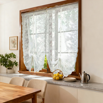 Dantelliga võrkkardin elutoa ja köögi jaoks, polüester, poolvarjutus 40–70%, 100 g/m², kaasaegne minimalistlik stiil