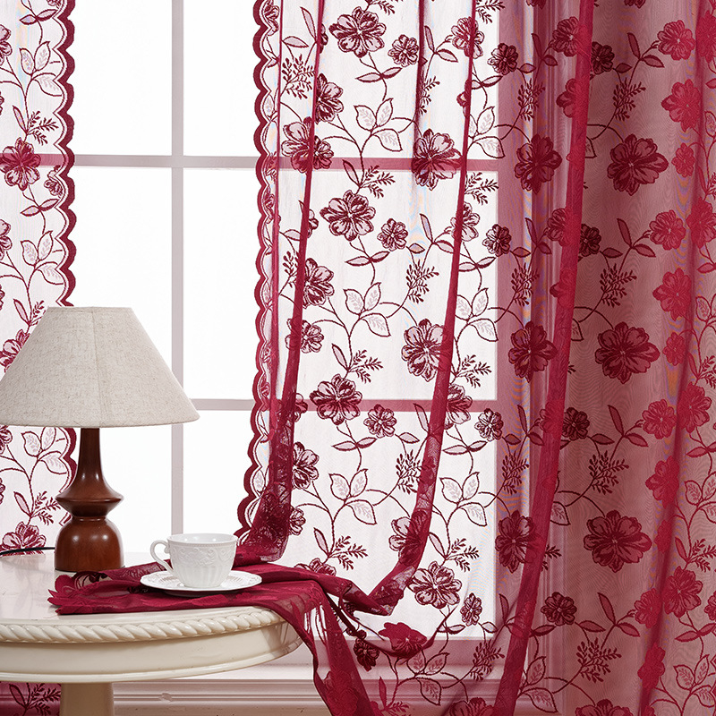 Aknakardinad – väikeste rooside tikand, läbipaistvad, moods minimalistlik stiil, 100% polüester, sobib elutoale, magamistuba, restoranile