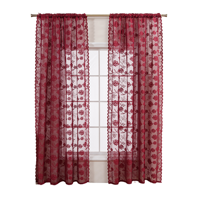 Aknakardinad – väikeste rooside tikand, läbipaistvad, moods minimalistlik stiil, 100% polüester, sobib elutoale, magamistuba, restoranile