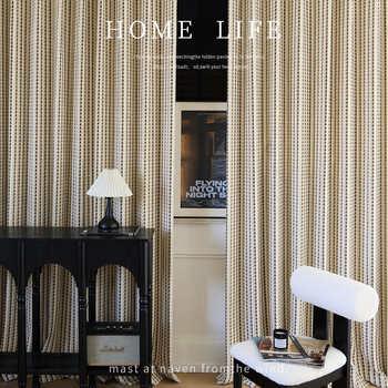 Prancūziško stiliaus dryžuotos užuolaidos, poliesterio jacquard audinys, didelis šešėliavimas 70–90%, tinkamos svetainei, miegamajam ir vaikų kambariui