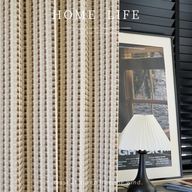 Prancūziško stiliaus dryžuotos užuolaidos, poliesterio jacquard audinys, didelis šešėliavimas 70–90%, tinkamos svetainei, miegamajam ir vaikų kambariui