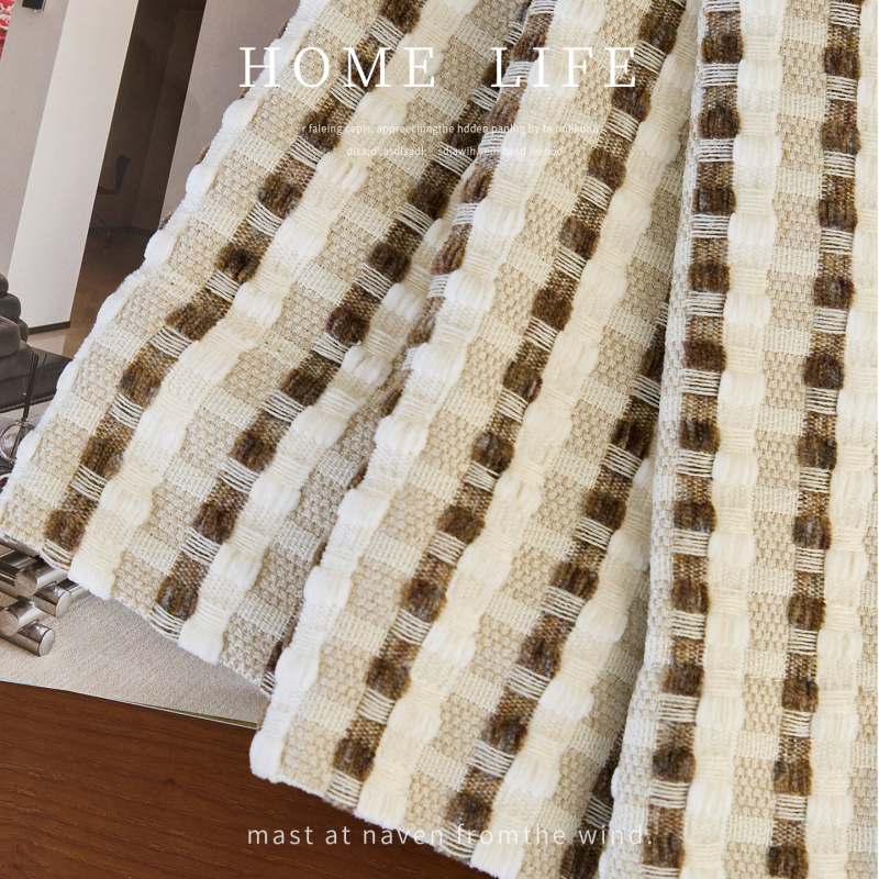 Prancūziško stiliaus dryžuotos užuolaidos, poliesterio jacquard audinys, didelis šešėliavimas 70–90%, tinkamos svetainei, miegamajam ir vaikų kambariui