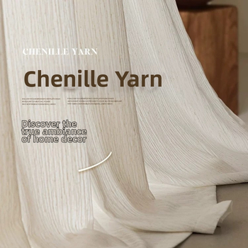 Chenille lino tinklelio užuolaida, poliesterio siūlą dažytas audinys, pusiau skaidri, bet ne skaidri, šiuolaikiškas paprastumas, tinkama svetainei ir miegamajam