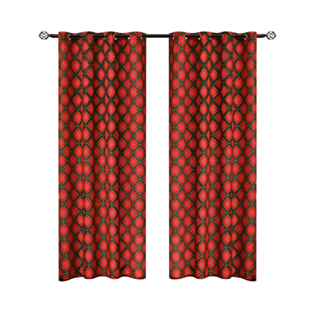 Kalėdinės spausdintos svetainės užuolaidos su perforacijomis, blackout, poliesteris, paruoštos naudoti, dalinis šešėliavimas 40–70%