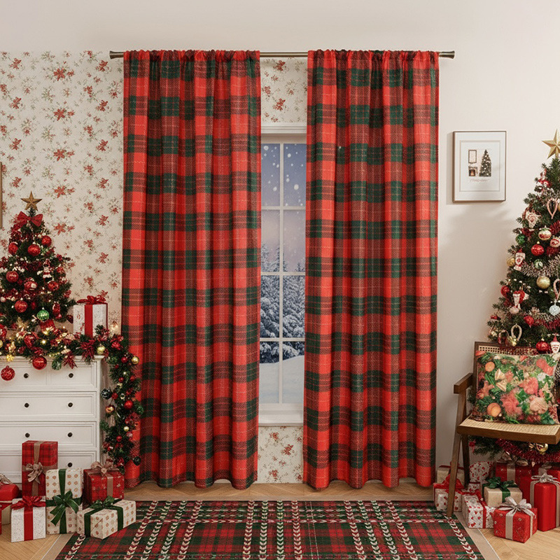 Langų užuolaidos Amerikos stiliaus su languotu raštu, spauda, poliesteris, dalinė šešėlinė 40–70%, tinkama svetainei, miegamajam, restoranui, balkonui; Chu rou