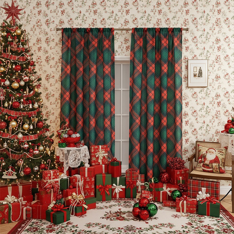 Langų užuolaidos Amerikos stiliaus su languotu raštu, spauda, poliesteris, dalinė šešėlinė 40–70%, tinkama svetainei, miegamajam, restoranui, balkonui; Chu rou