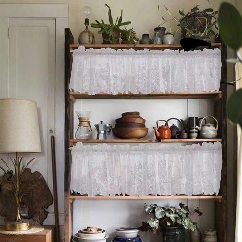 Kaimiško stiliaus velūro užuolaida virtuvei, durims ir langams, iš dalies užtamsina šviesą (40-70%)