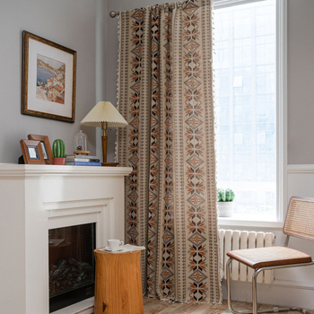 Virtuvės užuolaida su džakardo raštu ir kutais, Amerikos kaimo stilius, tinka balkono langui, 100% poliesterio medvilnės mišinys, dekoratyvinė pusiau šešėlinė