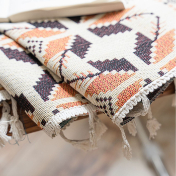 Virtuvės užuolaida su džakardo raštu ir kutais, Amerikos kaimo stilius, tinka balkono langui, 100% poliesterio medvilnės mišinys, dekoratyvinė pusiau šešėlinė