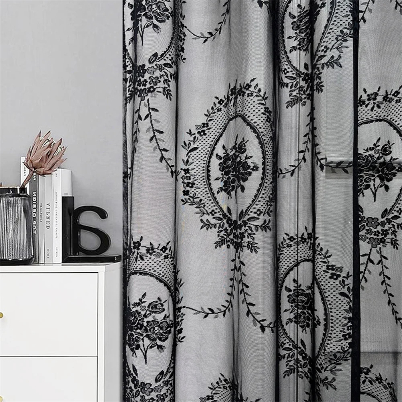 Prancūziška warp megzta nėrinių užuolaida su žiediniu raštu, 100% poliesteris, pusės šešėlis 40–70%, tinkama svetainei ir balkonui