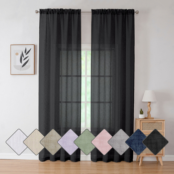 Juoda poliesterio užuolaida, presuota tekstūra, skaidri matoma, vienos spalvos raštas, šiuolaikinis minimalistinis stilius