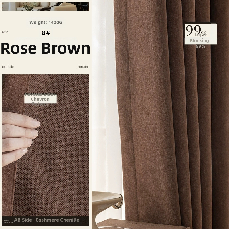 Dvigubos Chenille užuolaidos su herringbone tekstūra, užuolaidų tamsinimas 70–90%, kreminis stilius