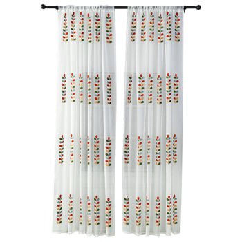 Chu Rou Korejos pastoralinio stiliaus siuvinėta užuolaida, poliesteris, pusšviesumo 40-70%, tinkama svetainei ir miegamajam