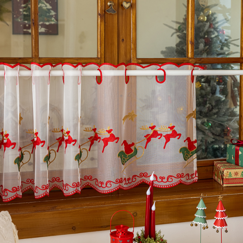 Siuvinėta poliesterio užuolaida durims – 40-70% šviesos užtamsinimas, svetainė/miegamasis/virtuvė/balkonas