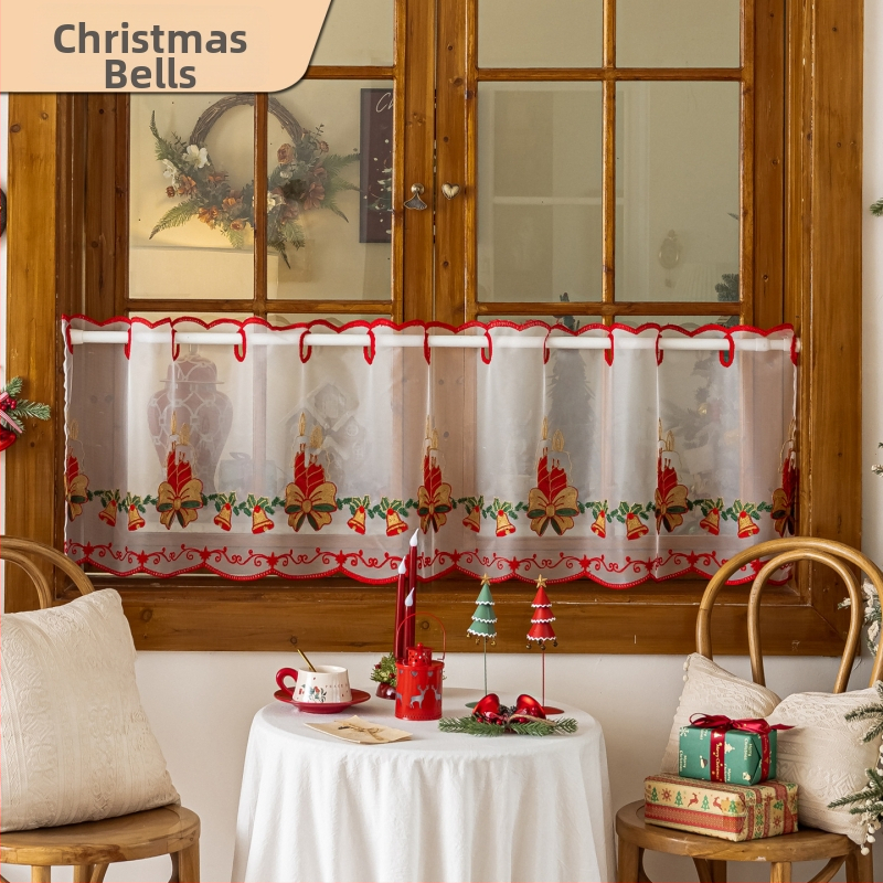 Siuvinėta poliesterio užuolaida durims – 40-70% šviesos užtamsinimas, svetainė/miegamasis/virtuvė/balkonas