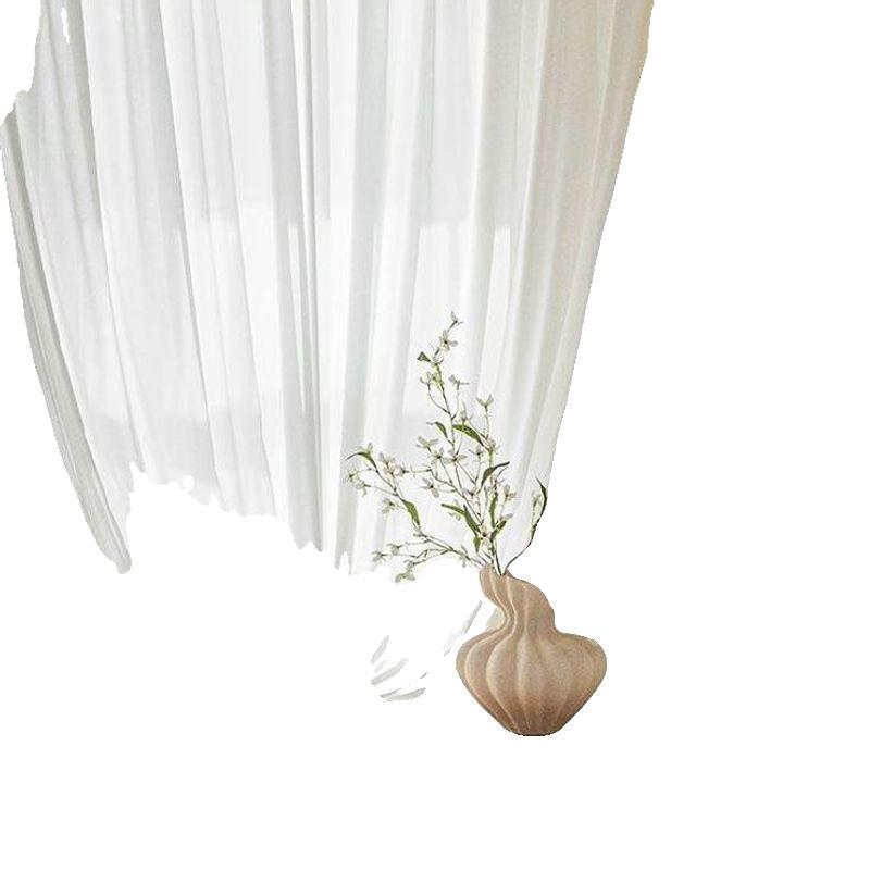 Полиестерова прозоречна мрежа с embossed дизайн — слънцезащита, термоизолация и засенчване; Нордичен стил; подходяща за ъглов прозорец, дневна и спалня