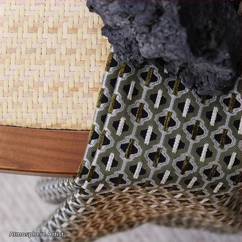 Prancūziško stiliaus Chenille Jacquard užuolaidos su geometriniu raštu, 71–90% šešėliavimas, poliesteris