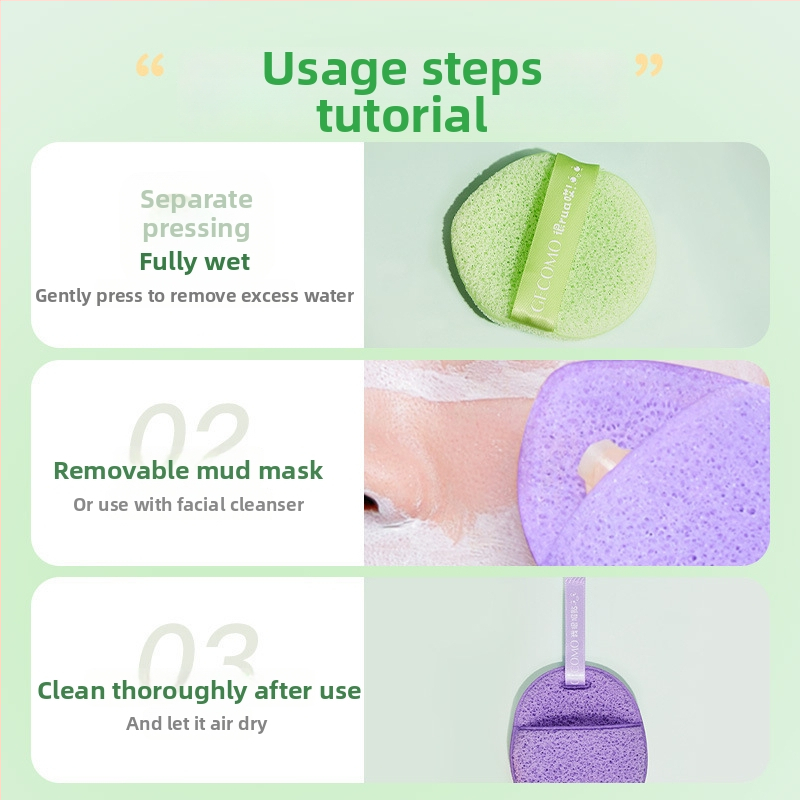 Gecomo sejas attīrīšanas pūdelis ar auklu — mīksts, ādai draudzīgs, ātri puto, dziļa attīrīšana; iepakojums 600 gab.; Materiāls: Cits; Importēts: Nē