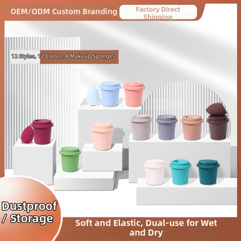 Jinchi grožio kiaušinis kempinė – hidrofilis poliuretanas, drėgnam ir sausam naudojimui, formos: alyvuogės, lašinės ir moliūgo pavidalo, įpakavimas saugojimo dėžutėje