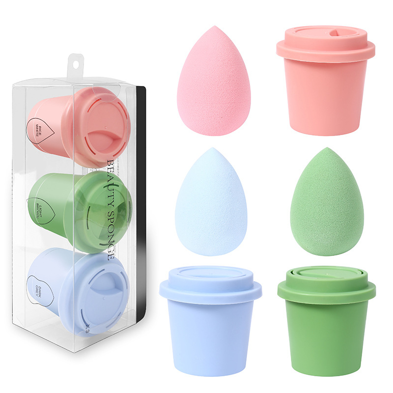 Jinchi grožio kiaušinis kempinė – hidrofilis poliuretanas, drėgnam ir sausam naudojimui, formos: alyvuogės, lašinės ir moliūgo pavidalo, įpakavimas saugojimo dėžutėje