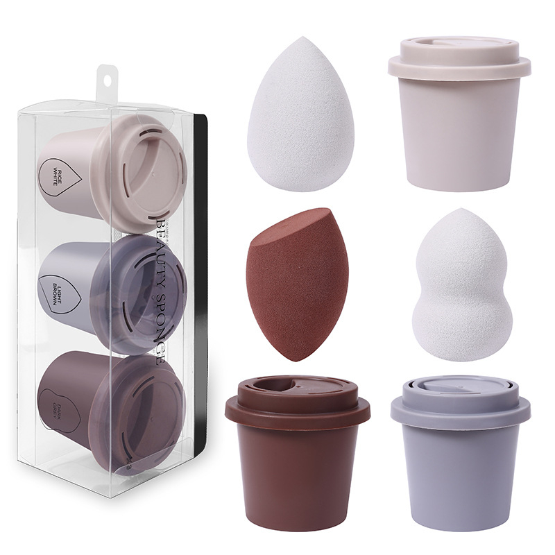 Jinchi grožio kiaušinis kempinė – hidrofilis poliuretanas, drėgnam ir sausam naudojimui, formos: alyvuogės, lašinės ir moliūgo pavidalo, įpakavimas saugojimo dėžutėje