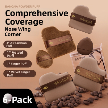 Bonna Šokoladiniai pudros pūdeliai rinkinys - Sausas pudros pūdelis, hidrofilinis poliuretanas, 6 vienetai, trikampio ir nelygios formos