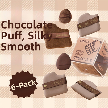 Bonna Šokoladiniai pudros pūdeliai rinkinys - Sausas pudros pūdelis, hidrofilinis poliuretanas, 6 vienetai, trikampio ir nelygios formos