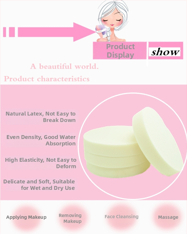 Jin Shang Li Mei Drėgnas pudros kempinė — apvalus, natūralus kempinė, 1250 vnt