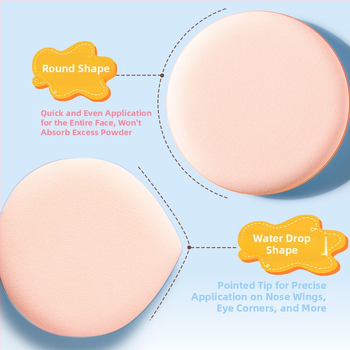 Xixi pudrinos pūtelis sausam ir šlapiam naudojimui, natūralus kempinėlis, 2 pakuotės, apvalus ir lašinio formos