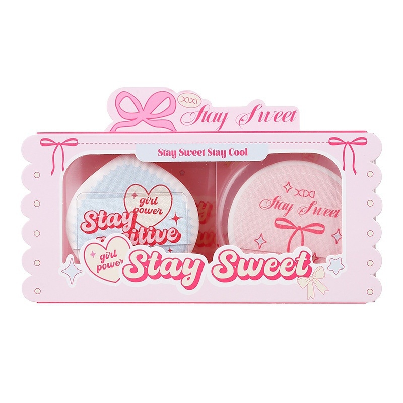 Xixi pudrinos pūtelis sausam ir šlapiam naudojimui, natūralus kempinėlis, 2 pakuotės, apvalus ir lašinio formos