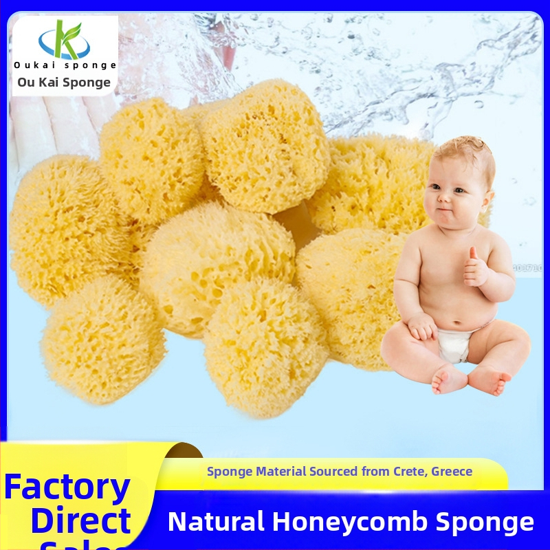 Natūrali kempinė su medaus šukų struktūra veidui ir kūnui, minkšta ir sugerianti vonios kamuolys, pakuotė 1 vnt.